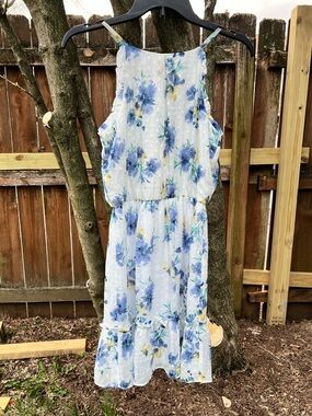 NWT The General Good Mini Floral sundress Racerback Ruffle Blue Feminine S